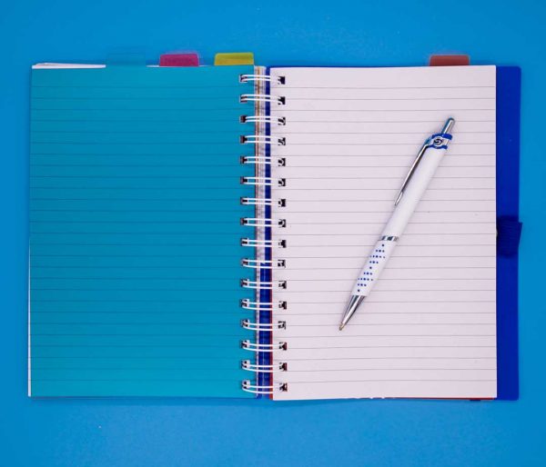 SU Blue Notebook with White Trim with Pen, Black Ink - Image 3